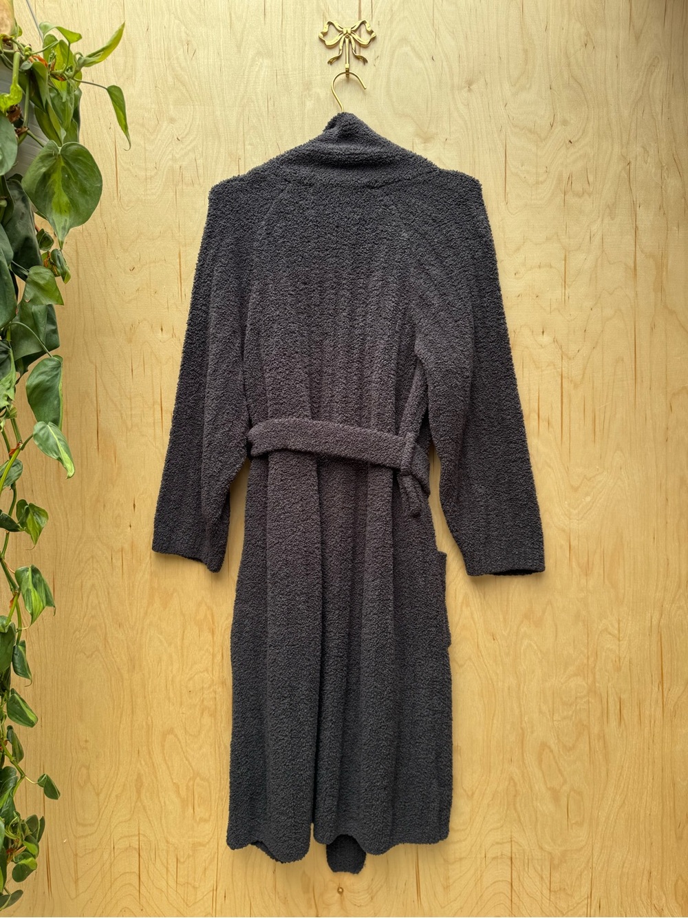 POTTERY BARN Cozy Ribbed Robe Gray S - Picture 6 of 8